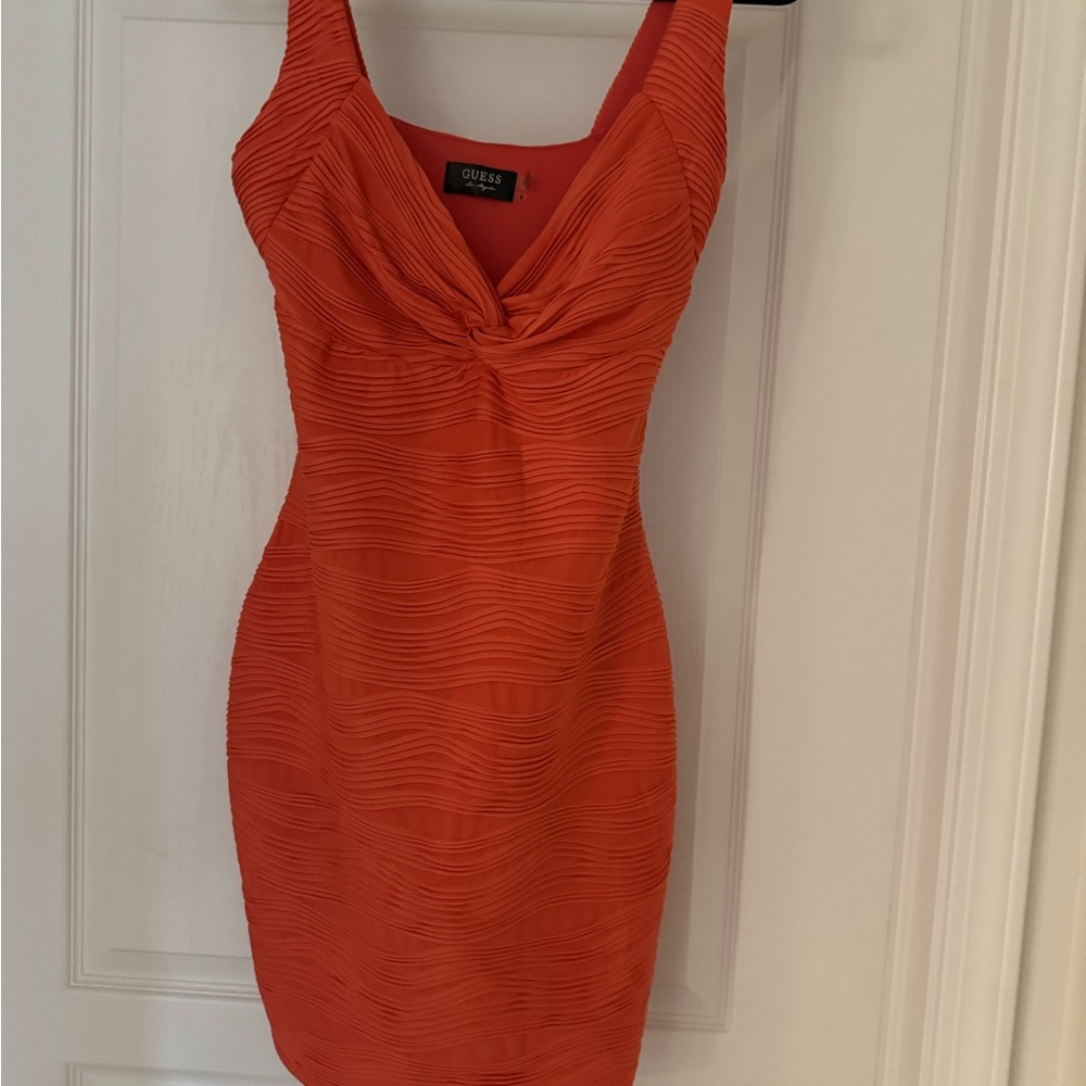 Guess Women's Vibrant Coral Fitting Mini Dress